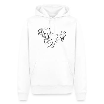 Pferd Line Art - Minimalistisch - Männer Premium Bio Hoodie - Weiß - Vorne - Nico (187cm)