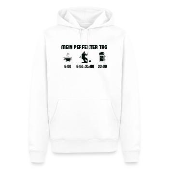 Mein Perfekt-Tag 1 - - Männer Premium Bio Hoodie - Weiß - Vorne - Nico (187cm)