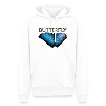 Lettrage papillon avec papillon - Sweat à capuche Premium bio Homme - blanc - Devant - Nico (187cm)