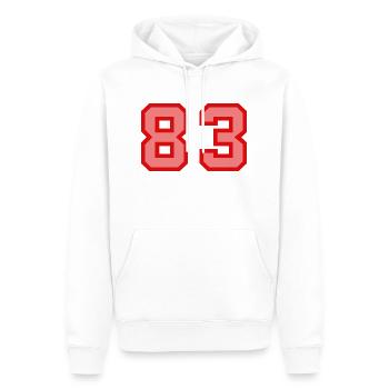 Cool Retro Retrostyle Numéro de maillot numéro de dos - Sweat à capuche Premium bio Homme - blanc - Devant - Nico (187cm)