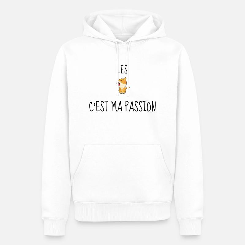 Les chats c'est ma passion - Sweat à capuche Premium bio Homme - blanc