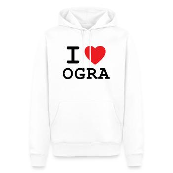 I Love OGRA - Ich liebe Ober-Grafendorf - Männer Premium Bio Hoodie - Weiß - Vorne - Nico (187cm)