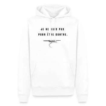 je ne suis pas pour etre contre - Sweat à capuche Premium bio Homme - blanc - Devant - Nico (187cm)