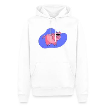 Cartoon Schwein - Männer Premium Bio Hoodie - Weiß - Vorne - Nico (187cm)