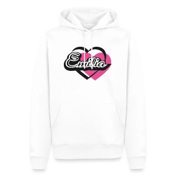 Name Emilia Herz - Männer Premium Bio Hoodie - Weiß - Vorne - Nico (187cm)