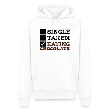Single Taken Manger du chocolat - Sweat à capuche Premium bio Homme - blanc - Devant - Nico (187cm)