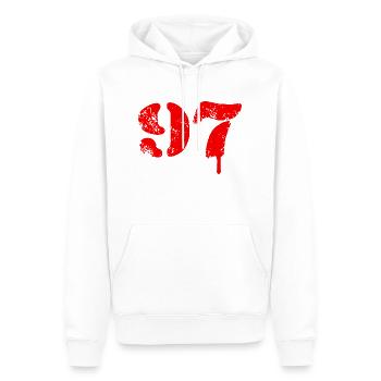97 Symbole numérique - Sweat à capuche Premium bio Homme - blanc - Devant - Nico (187cm)