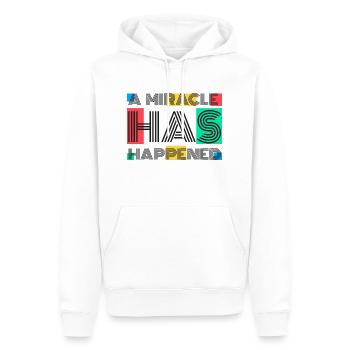 Ein Wunder ist geschehen - Männer Premium Bio Hoodie - Weiß - Vorne - Nico (187cm)