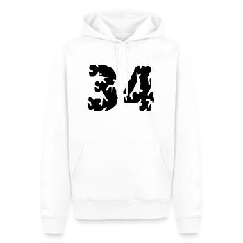 Maillot 34 Numéro - Sweat à capuche Premium bio Homme - blanc - Devant - Nico (187cm)