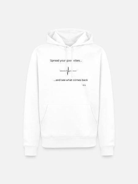Diffusez vos bonnes ondes - Sweat à capuche Premium bio Homme - blanc