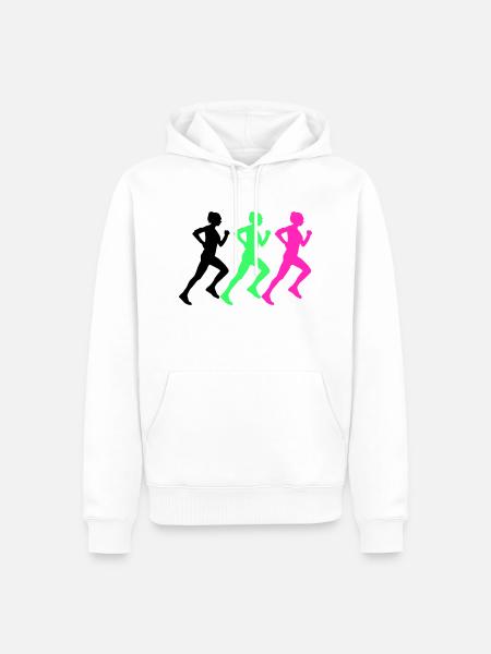woman running - Men’s Premium Organic Hoodie - white