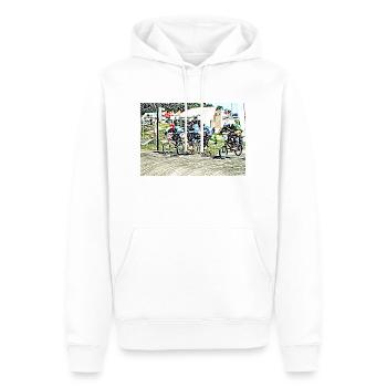 BMX (Begriffsklärung - Männer Premium Bio Hoodie - Weiß - Vorne - Nico (187cm)