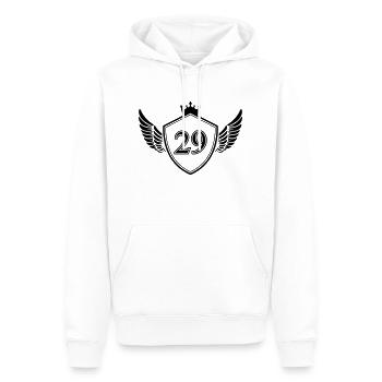 wappen 29 - Männer Premium Bio Hoodie - Weiß - Vorne - Nico (187cm)