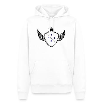 Équipe des armoiries - Sweat à capuche Premium bio Homme - blanc - Devant - Nico (187cm)