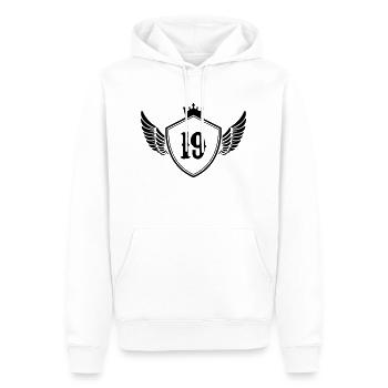 Armoiries 19 - Sweat à capuche Premium bio Homme - blanc - Devant - Nico (187cm)