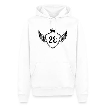 wappen 28 - Männer Premium Bio Hoodie - Weiß - Vorne - Nico (187cm)