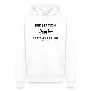 Mallorca: Endstation Party-Paradies! Flugzeug - Männer Premium Bio Hoodie - Weiß - Vorne - Nico (187cm)