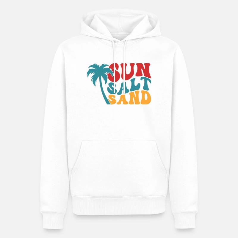 Soleil Sel Sable Été Sun Beach Palmiers Vacances - Sweat à capuche Premium bio Homme - blanc