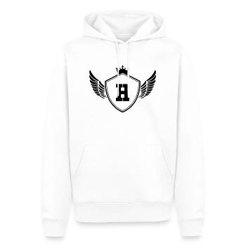 wappen H - Männer Premium Bio Hoodie - Weiß - Vorne - Nico (187cm)