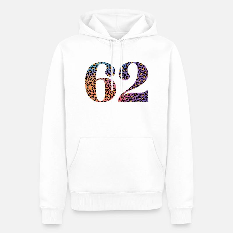 62e anniversaire léopard - Sweat à capuche Premium bio Homme - blanc