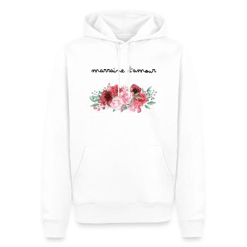 Marraine d’amour fleurs- idée cadeau marraine - Sweat à capuche Premium bio Homme - blanc - Devant - Nico (187cm)