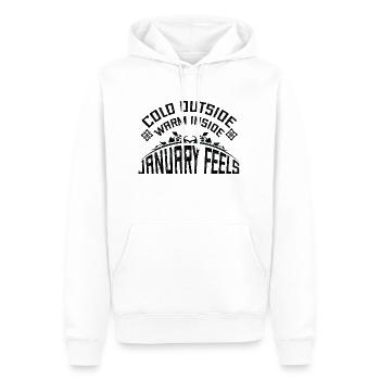 cold outside warm inside january feels - Sweat à capuche Premium bio Homme - blanc - Devant - Nico (187cm)