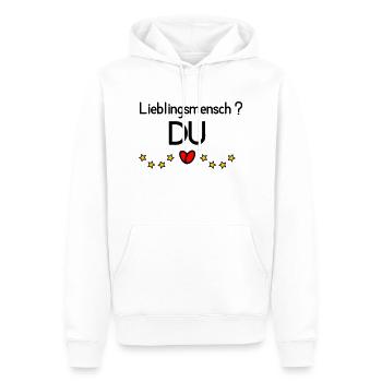 Lieblingsmensch DU - Männer Premium Bio Hoodie - Weiß - Vorne - Nico (187cm)