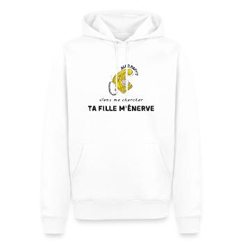 allo papy viens me chercher ta fille m’énerve - Sweat à capuche Premium bio Homme - blanc - Devant - Nico (187cm)