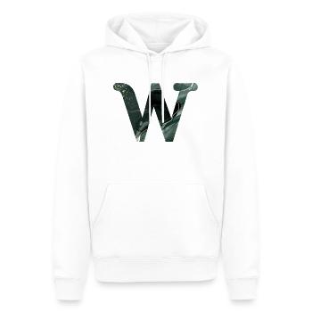 Lettre w marbré vert - Sweat à capuche Premium bio Homme - blanc - Devant - Nico (187cm)