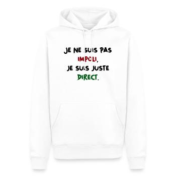 Je ne suis pas impoli, je suis juste direct Humour - Sweat à capuche Premium bio Homme - blanc - Devant - Nico (187cm)