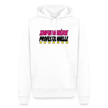 Infirmière PROFESSIONNELLE - Sweat à capuche Premium bio Homme - blanc - Devant - Nico (187cm)