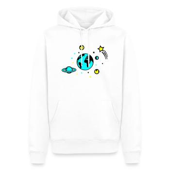 Universo 02 - Felpa con cappuccio ecologica premium da uomo - bianco - Fronte - Nico (187cm)