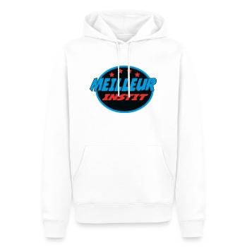 MEILLEUR INSTIT - Sweat à capuche Premium bio Homme - blanc - Devant - Nico (187cm)