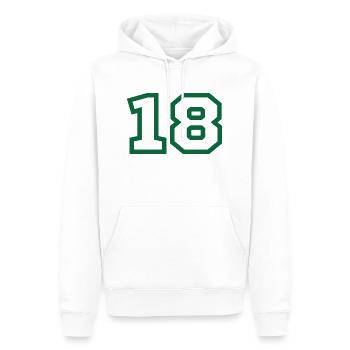Numéro 18 sport vert - Sweat à capuche Premium bio Homme - blanc - Devant - Nico (187cm)