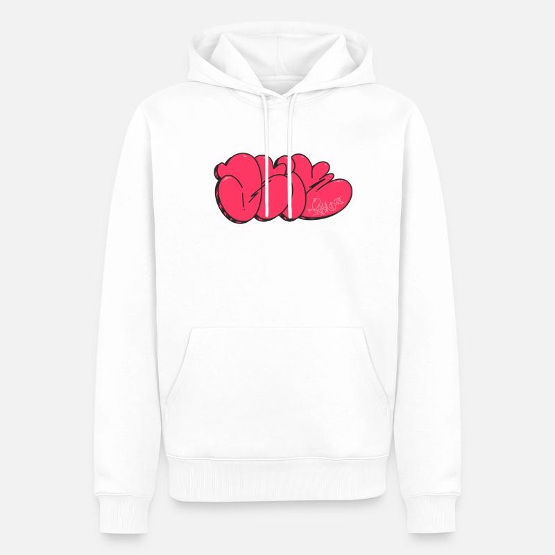 Asik Graffiti Trowup rouge - Sweat à capuche Premium bio Homme - blanc