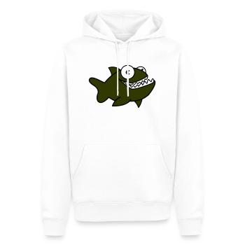 Piranha 01 - Men’s Premium Organic Hoodie - white - Front - Nico (187cm)