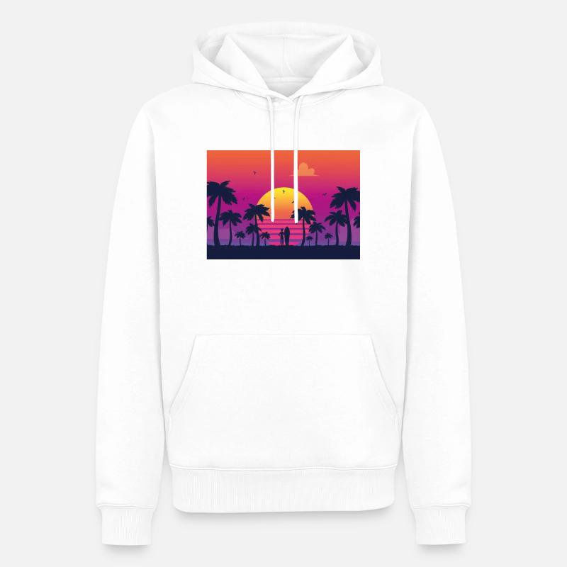 Surf au coucher du soleil - Sweat à capuche Premium bio Homme - blanc