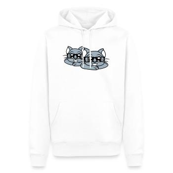 2 Clever Nerd Cats Horn-Rimmed Glasses Geek Eyewear Team - Men’s Premium Organic Hoodie - white - Front - Nico (187cm)