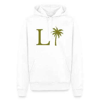 Buchstabe l Grüne Palme - Männer Premium Bio Hoodie - Weiß - Vorne - Nico (187cm)