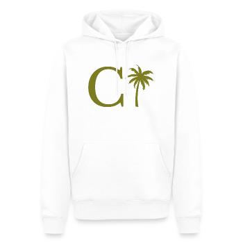 Lettre c vert Palm - Sweat à capuche Premium bio Homme - blanc - Devant - Nico (187cm)