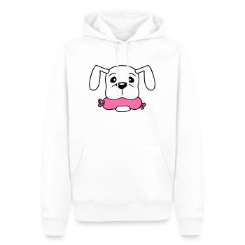 Chien Saucisse Bouche Faim Nourriture Mange Saucisses Sucré - Sweat à capuche Premium bio Homme - blanc - Devant - Nico (187cm)