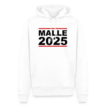 malle 2025 - Männer Premium Bio Hoodie - Weiß - Vorne - Nico (187cm)