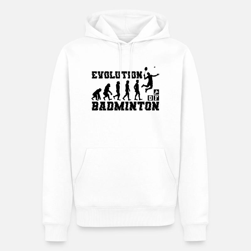 Badminton Evolution Silhouette - Männer Premium Bio Hoodie - Weiß
