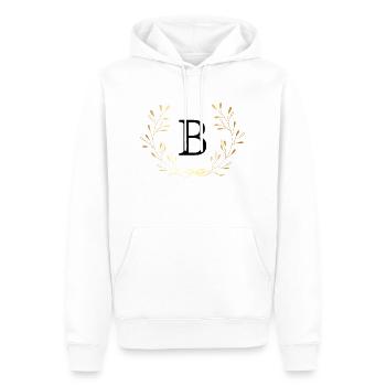 Lettre b couronne Floral doré - Sweat à capuche Premium bio Homme - blanc - Devant - Nico (187cm)