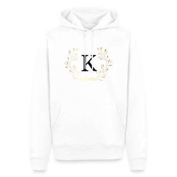 Buchstabe k Goldene Blumenkrone - Männer Premium Bio Hoodie - Weiß - Vorne - Nico (187cm)