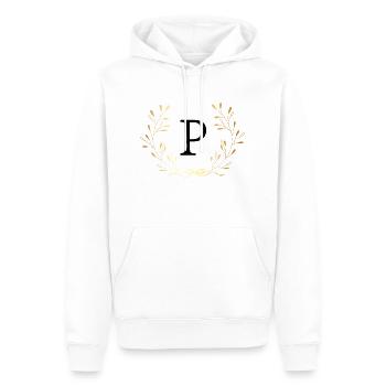 Buchstabe p Goldene Blumenkrone - Männer Premium Bio Hoodie - Weiß - Vorne - Nico (187cm)