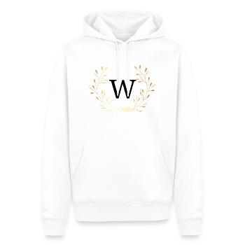 Buchstabe mit goldener Blumenkrone - Männer Premium Bio Hoodie - Weiß - Vorne - Nico (187cm)