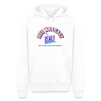 Easy Life with a casette and a pencil - Männer Premium Bio Hoodie - Weiß - Vorne - Nico (187cm)