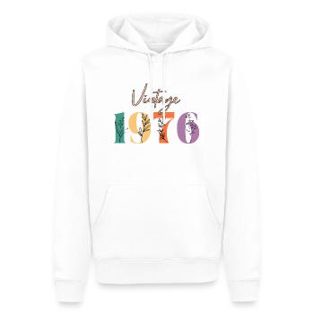Vintage 1976 florale - Sweat à capuche Premium bio Homme - blanc - Devant - Nico (187cm)