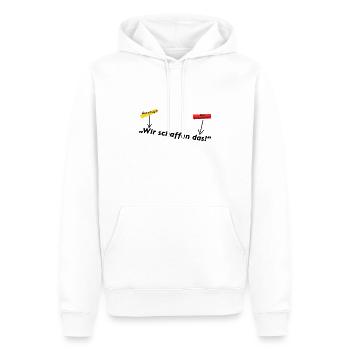 Wir schaffen das! - Männer Premium Bio Hoodie - Weiß - Vorne - Nico (187cm)